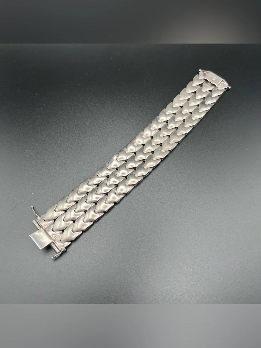 Sterling Silver Modernist Italian Wide Flex Link Bracelet - Picture 6 of 12